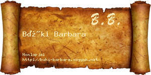 Büki Barbara névjegykártya